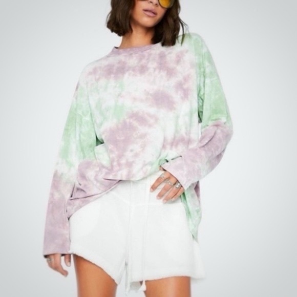 Free People We the free tie dye long sleeve top tee tshirt size XL - Picture 1 of 10